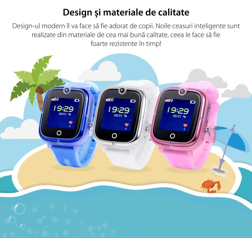 Ceas smartwatch copii GPS TechONE KT07, Roz Ceas smartwatch copii GPS TechONE KT07, Roz